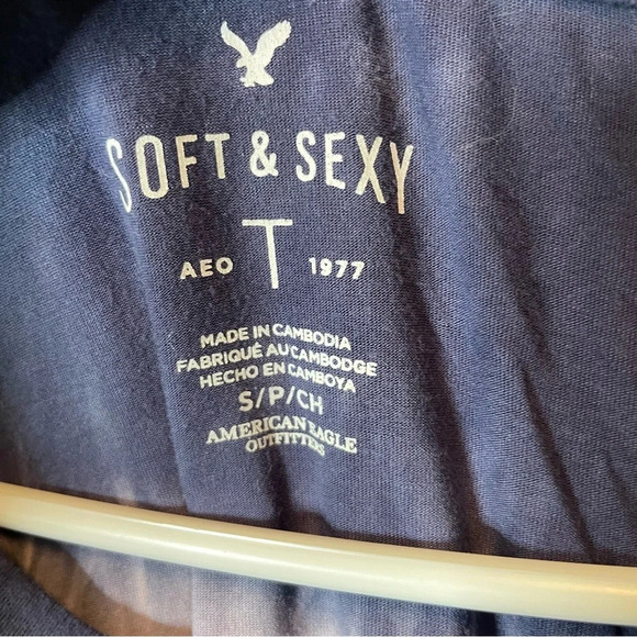 American eagle blue ombré front tie short sleeve tshirt size small - Picture 5 of 9